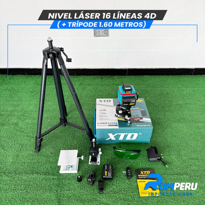 Nivel laser 16 líneas 4D (+ trípode 1.60 metros )