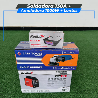 Soldadora  130Amperios MMA + Amoladora 1000w