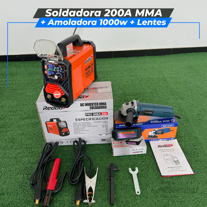 Cargue la imagen en el visor de la galería, Soldadora 200A PRO MMA -LIFT TIF + Amoladora 1000w
