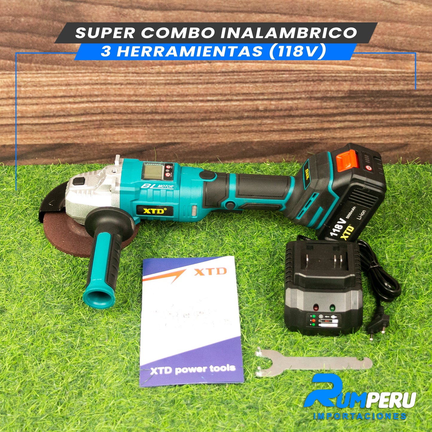 Super Combo 3 Herramientas (Llave de Impacto, Taladro, Amoladora 118V)