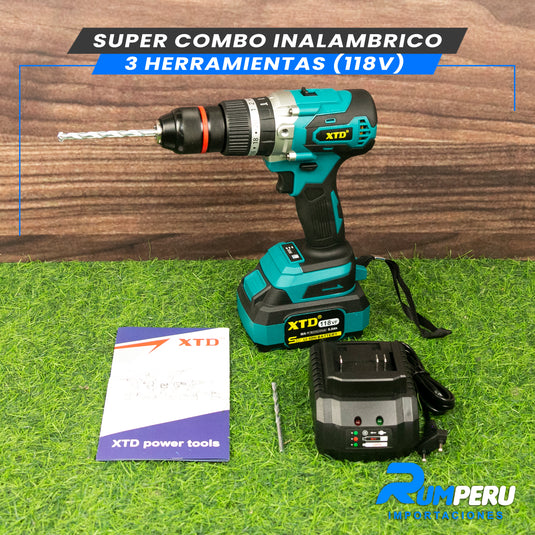 Super Combo 3 Herramientas (Llave de Impacto, Taladro, Amoladora 118V)