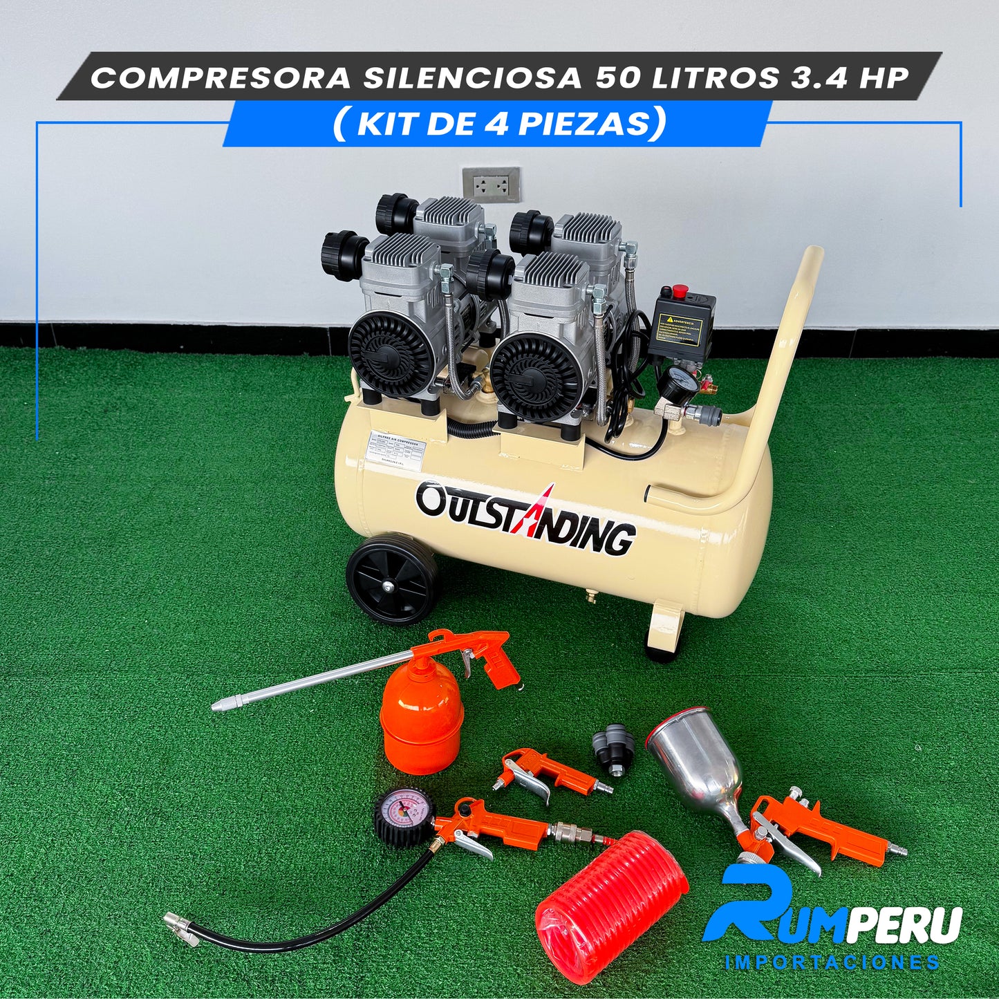 Comprensora Silenciosa 50 Litros + Kit de 5 Piezas