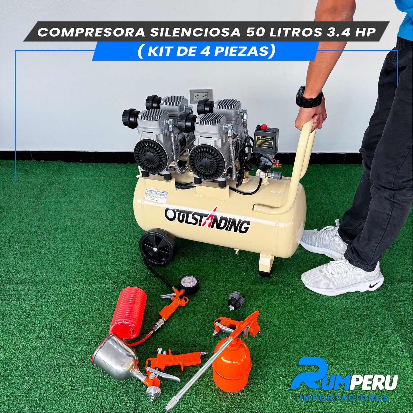 Comprensora Silenciosa 50 Litros + Kit de 5 Piezas