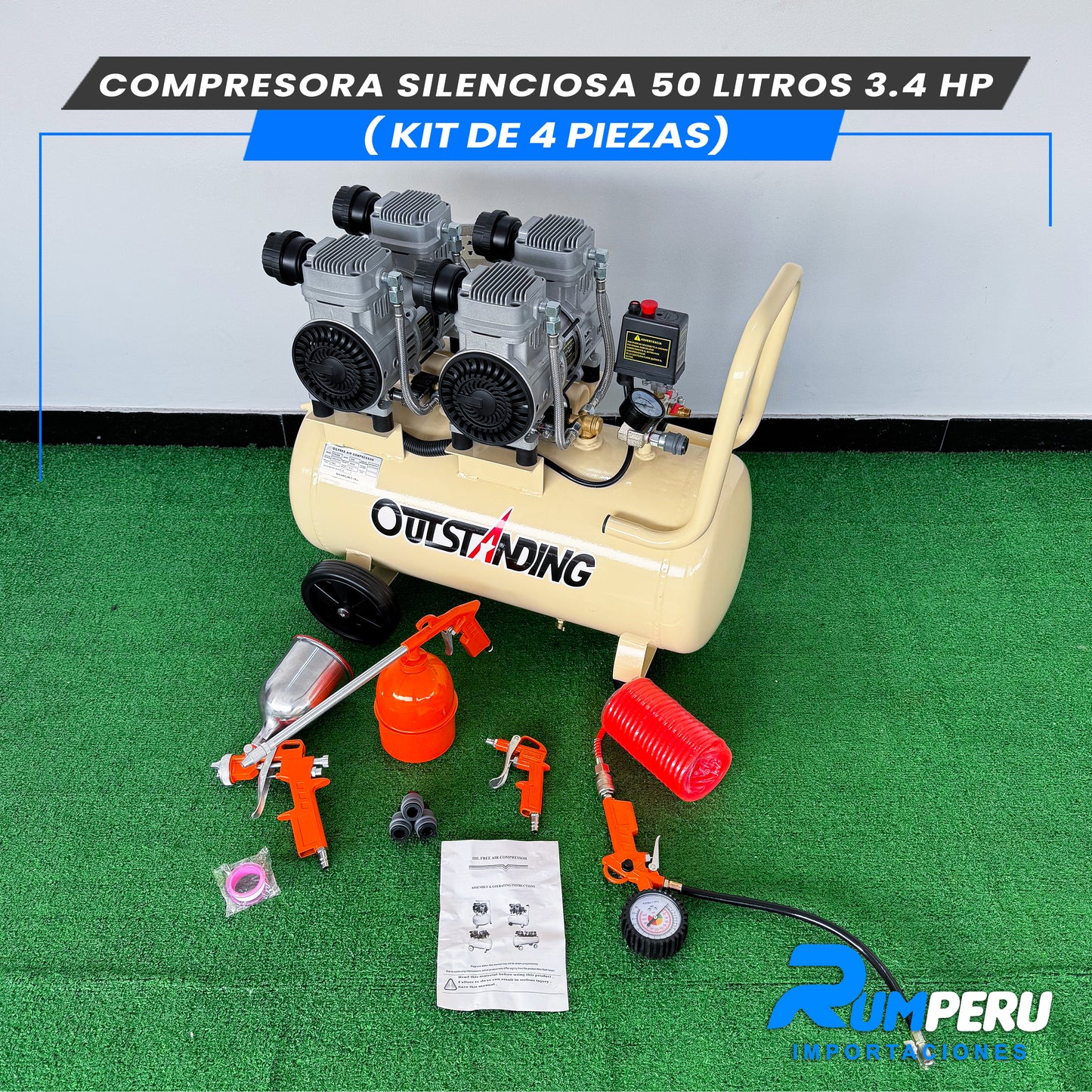 Comprensora Silenciosa 50 Litros + Kit de 5 Piezas