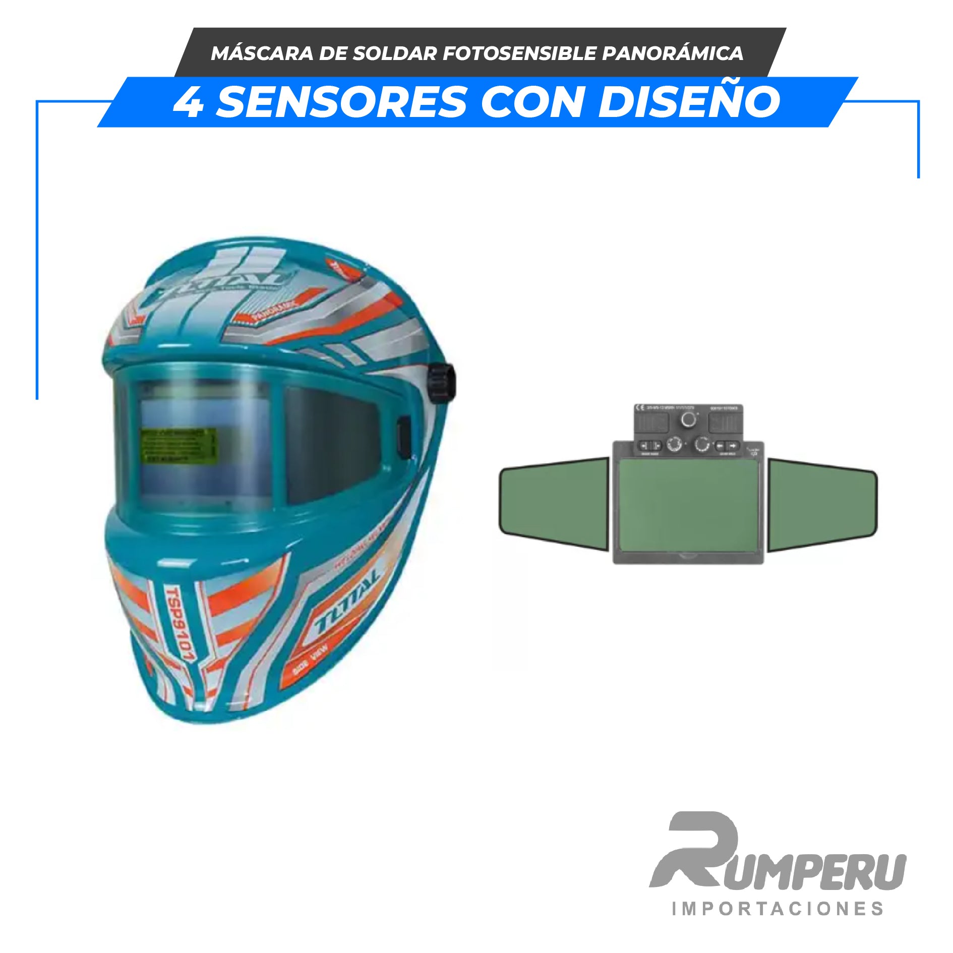 Máscara de soldar fotosensible Panorámica 4 sensores con DISEÑO