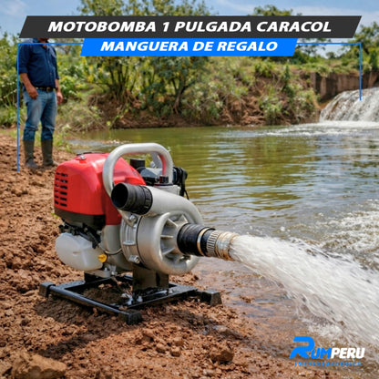 Motobomba 1 Pulgada Modelo Caracol Con Maguera De Regalo
