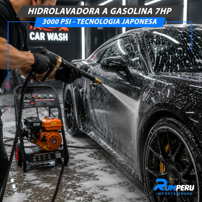 Hidrolavadora a gasolina 7 HP 3000 PSI tecnología japonesa
