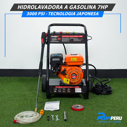 Hidrolavadora a gasolina 7 HP 3000 PSI tecnología japonesa