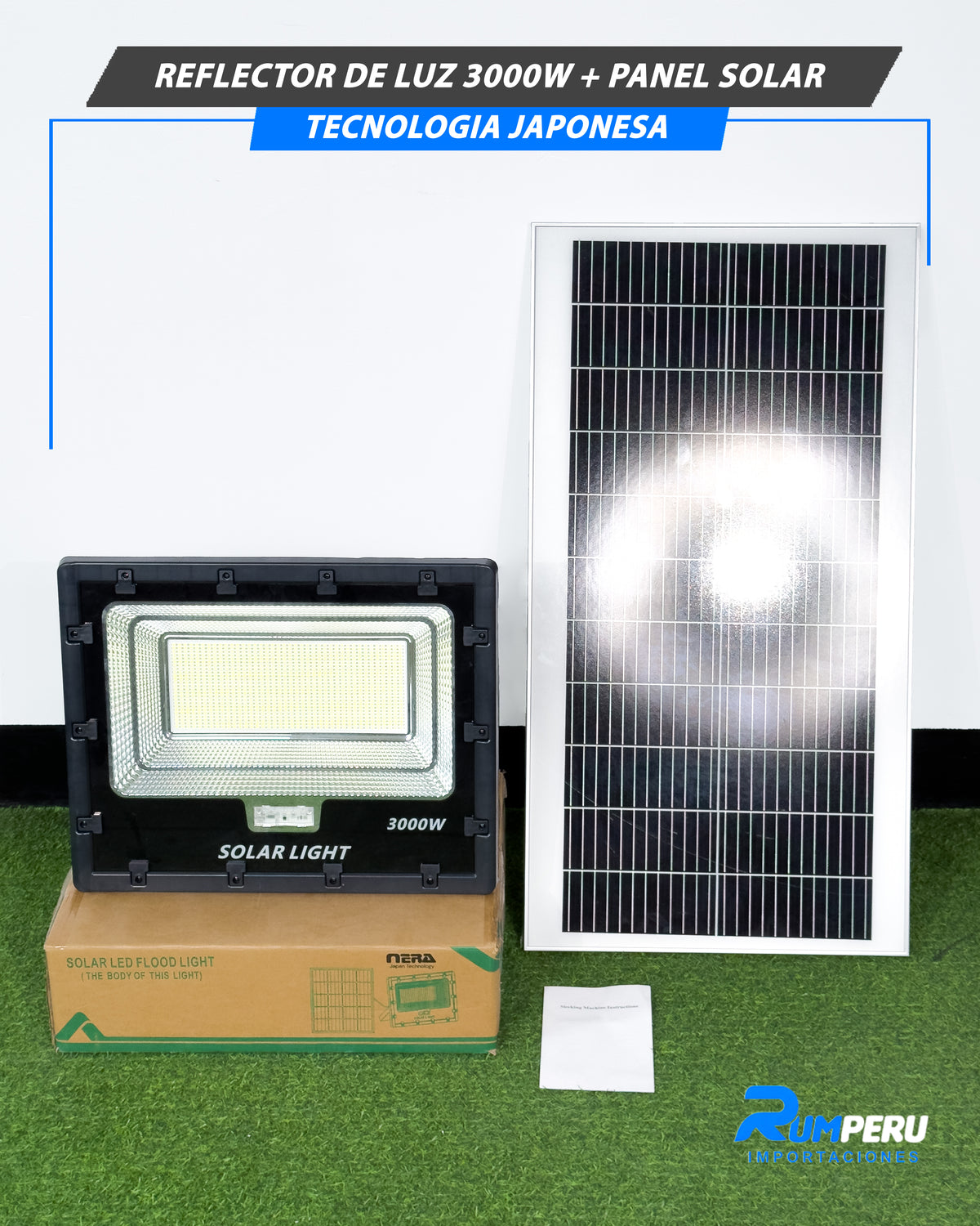 Reflector De Luz 3000W + Panel Solar Tecnología japonesa