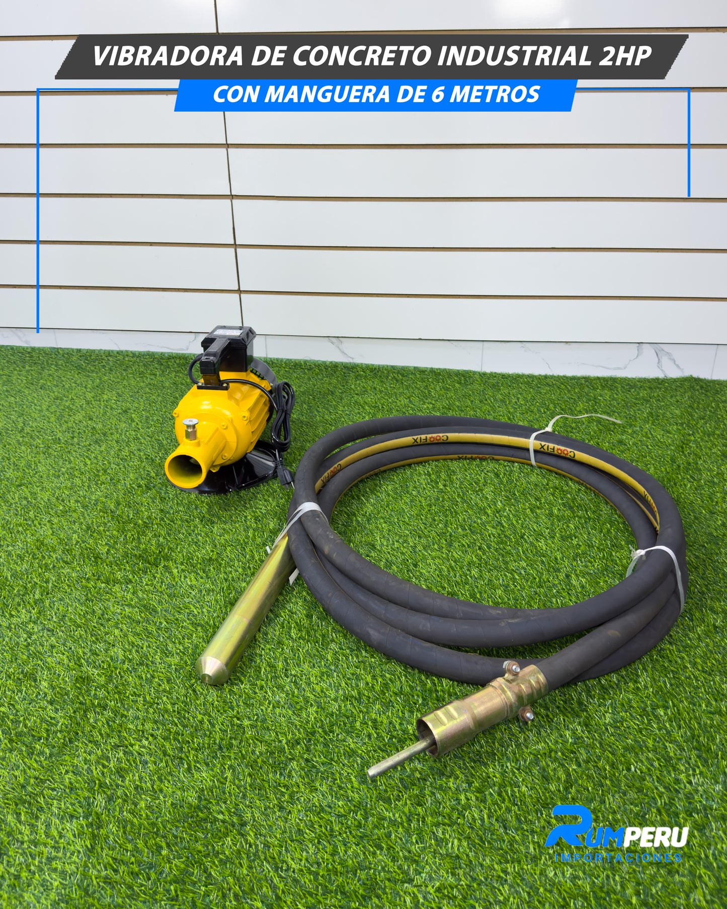 Vibradora De Concreto Industrial 2HP Con Manguera De 6 Metros
