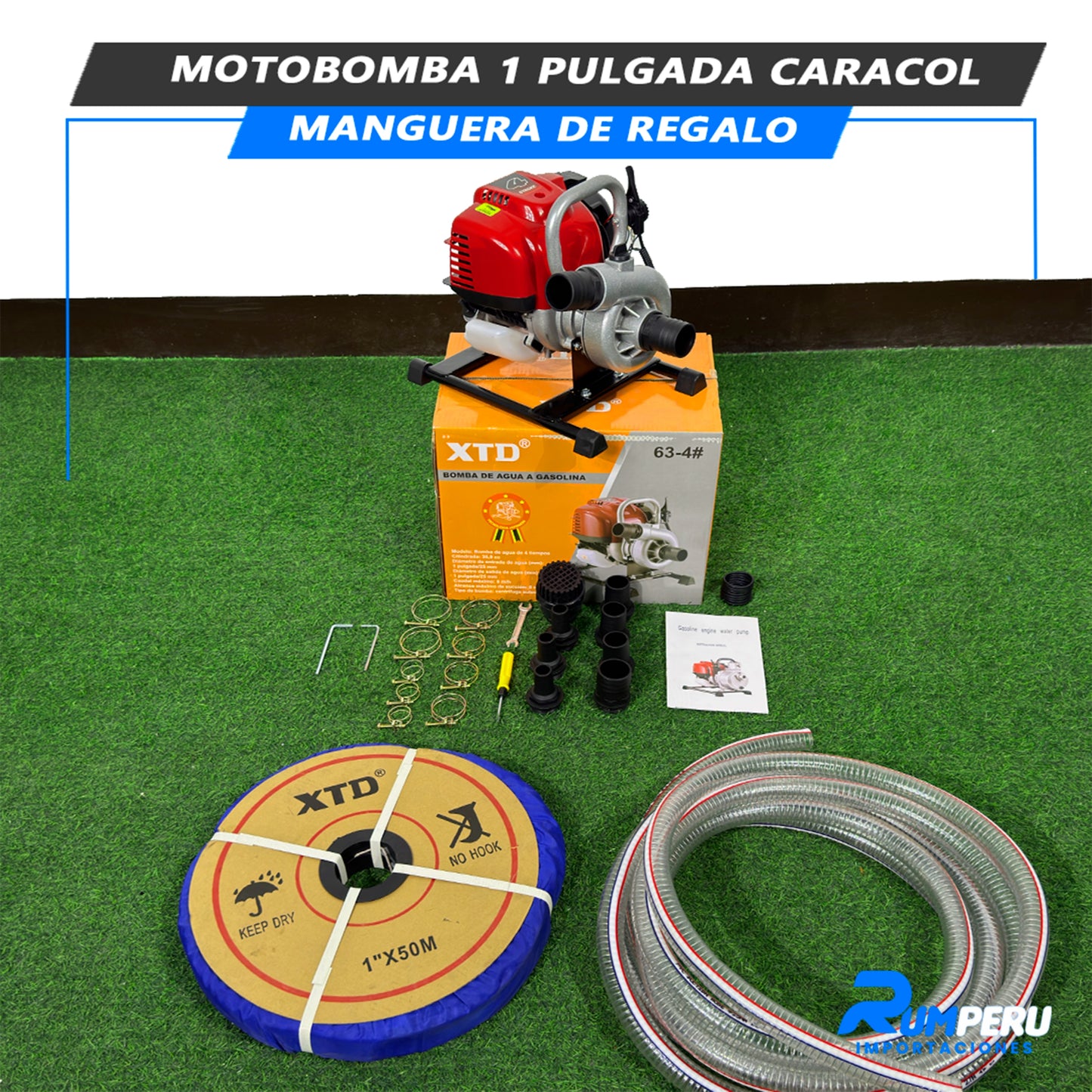 Motobomba 1 Pulgada Modelo Caracol Con Maguera De Regalo