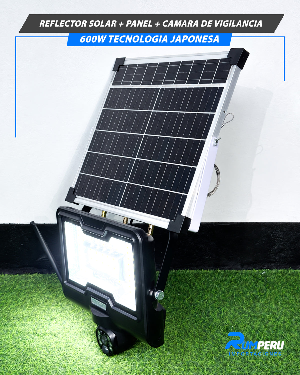 Reflector Solar + Panel + Cámara De Vigilancia 600W Tecnología Japonesa
