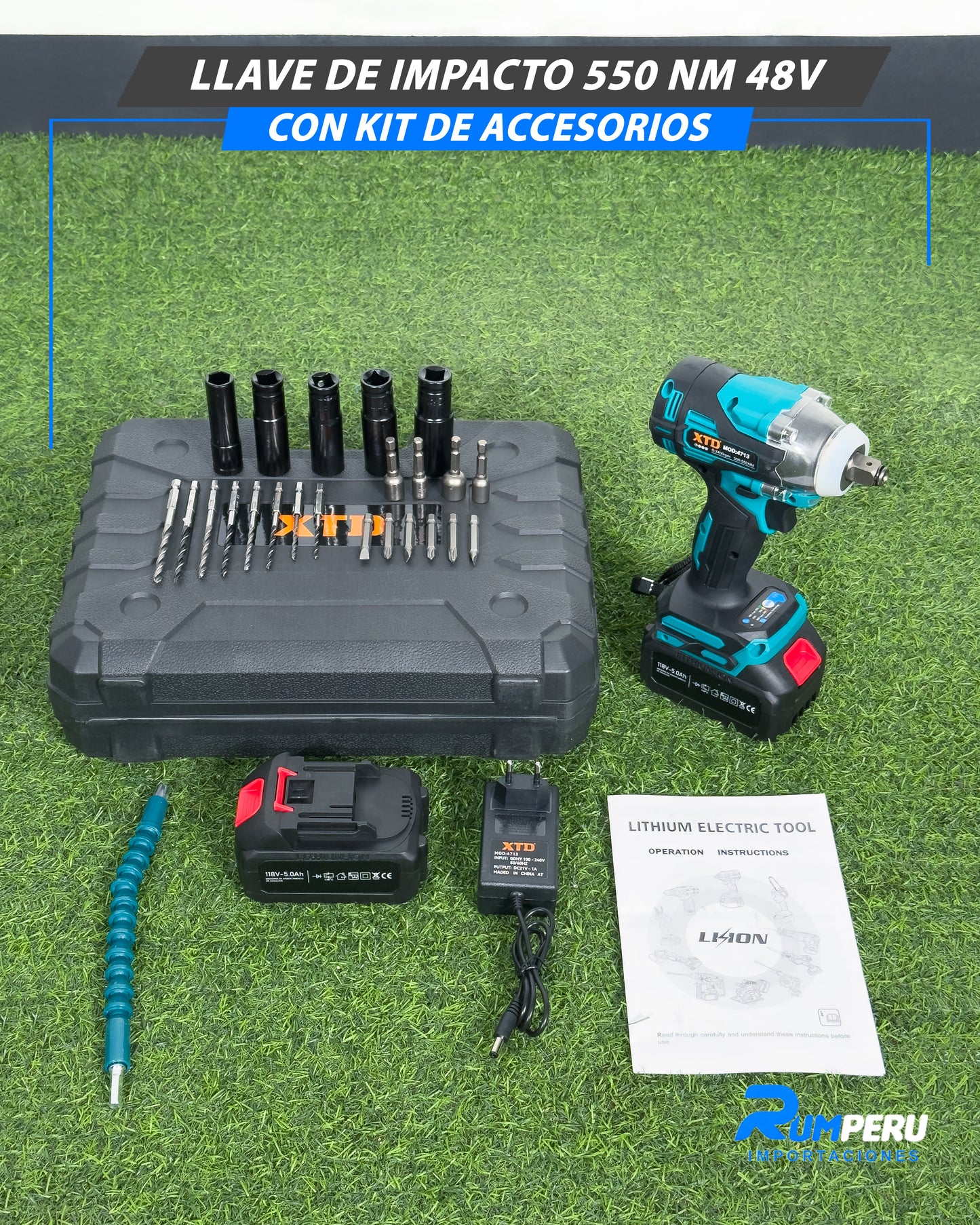 Llave de Impacto 550 NM 48V con Kit de Accesorios