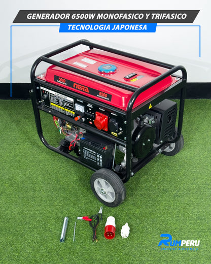 Generador 6500 watts monofásico y trifásico tecnología japonesa