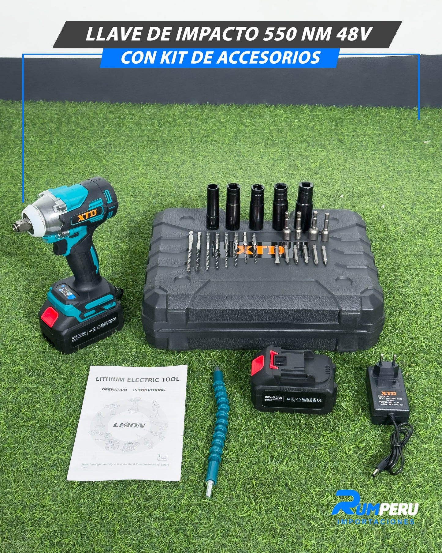 Llave de Impacto 550 NM 48V con Kit de Accesorios