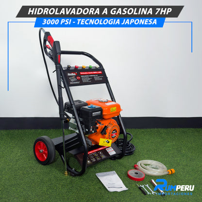 Hidrolavadora a gasolina 7 HP 3000 PSI tecnología japonesa