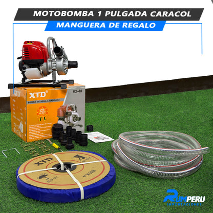 Motobomba 1 Pulgada Modelo Caracol Con Maguera De Regalo
