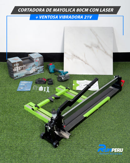 Cortadora De Mayólica 80CM Con laser + Ventosa Vibradora 21V