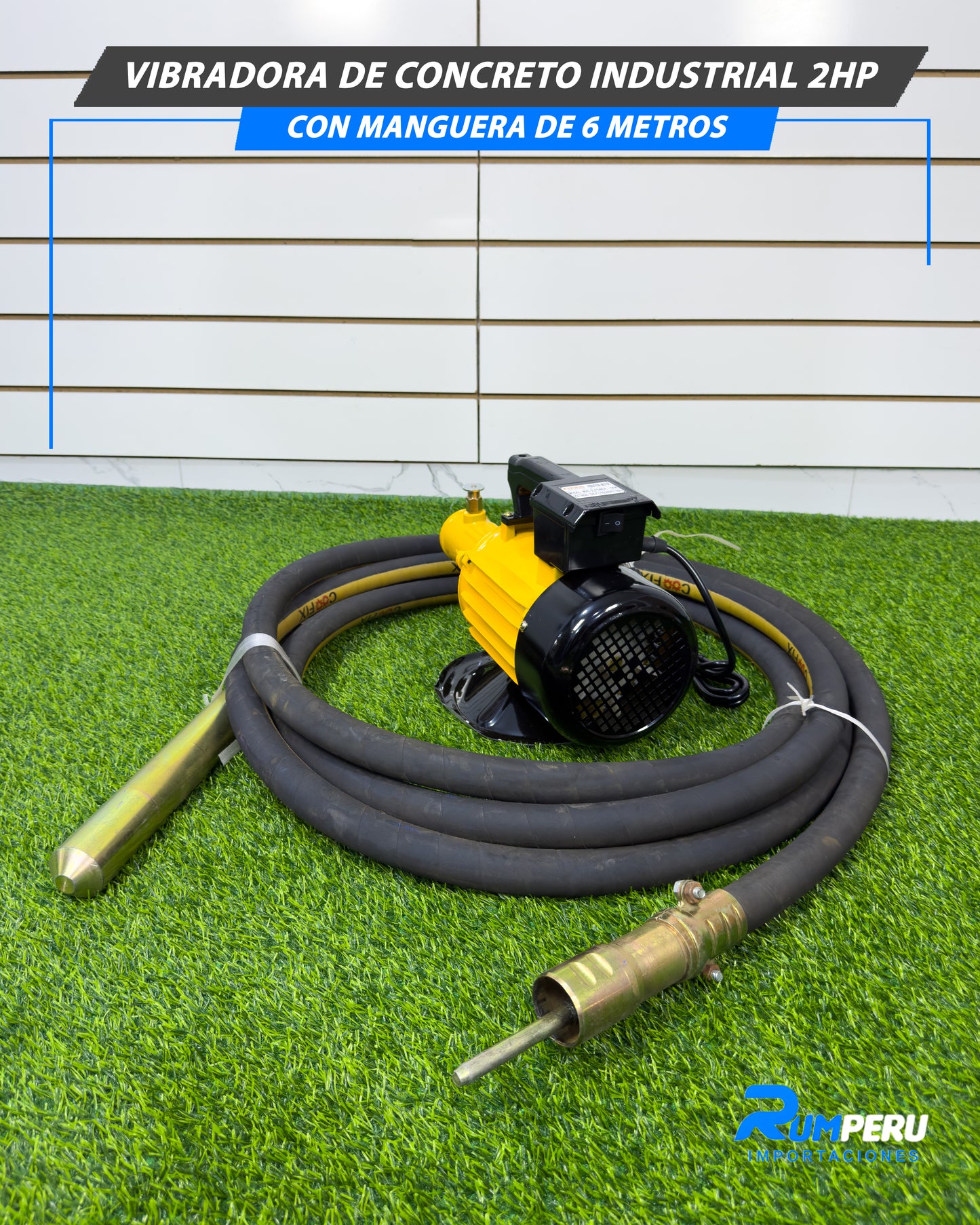 Vibradora De Concreto Industrial 2HP Con Manguera De 6 Metros