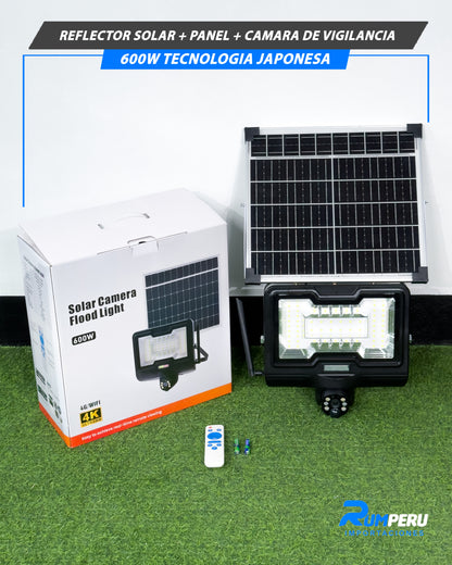 Reflector Solar + Panel + Cámara De Vigilancia 600W Tecnología Japonesa