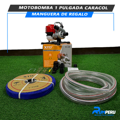Motobomba 1 Pulgada Modelo Caracol Con Maguera De Regalo