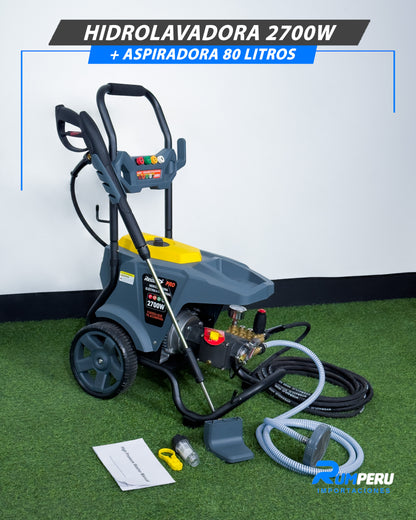 Hidrolavadora 2700W + Aspiradora 80 Litros