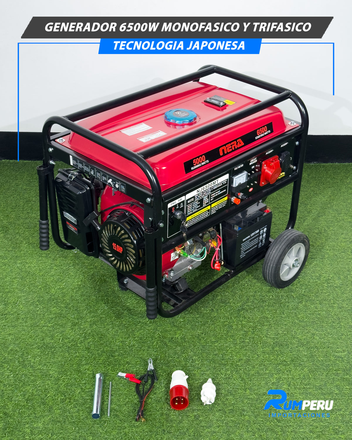 Generador 6500 watts monofásico y trifásico tecnología japonesa