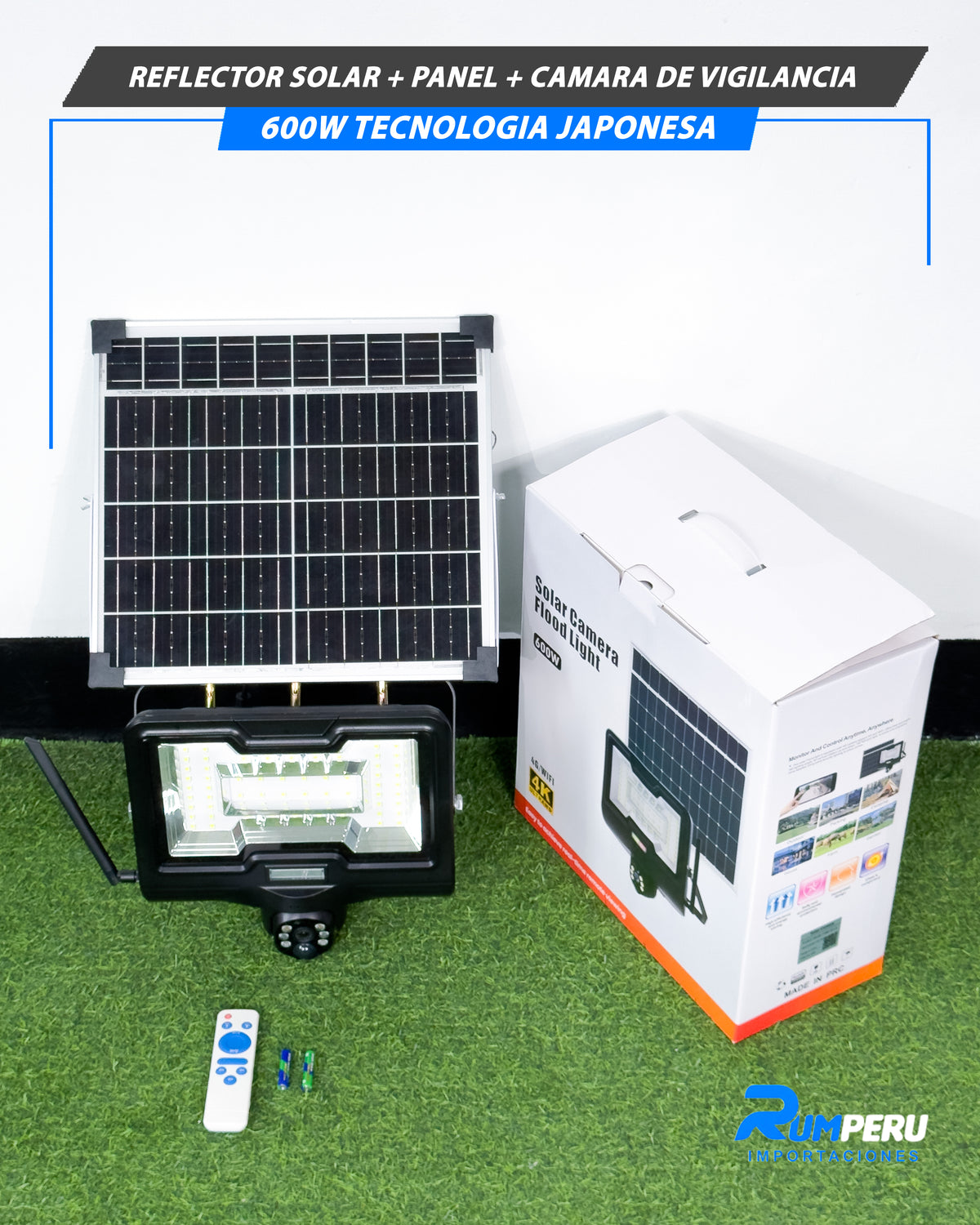 Reflector Solar + Panel + Cámara De Vigilancia 600W Tecnología Japonesa