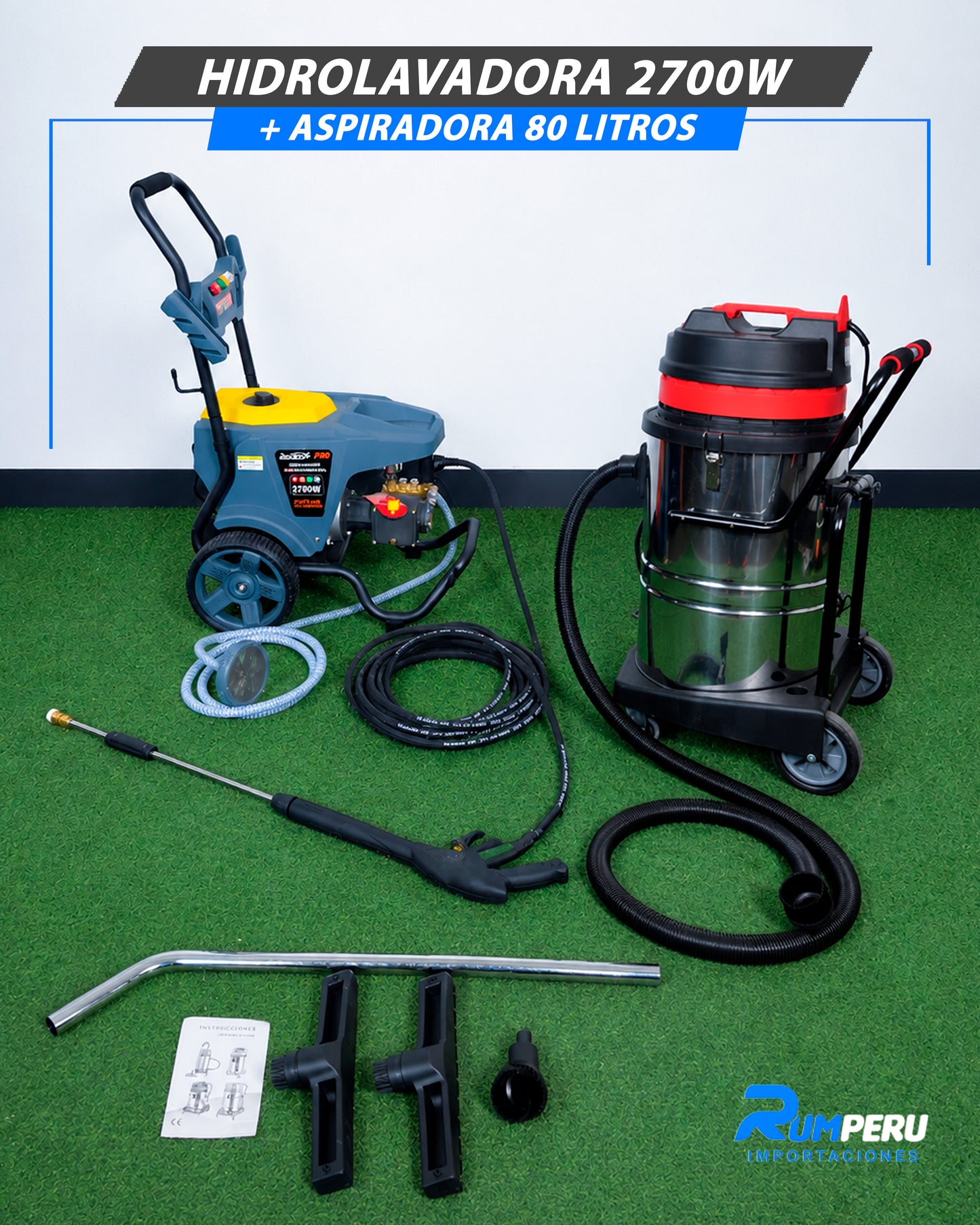 Hidrolavadora 2700W + Aspiradora 80 Litros