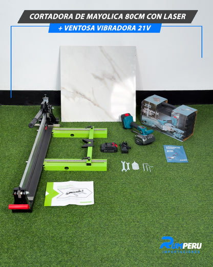 Cortadora De Mayólica 80CM Con laser + Ventosa Vibradora 21V