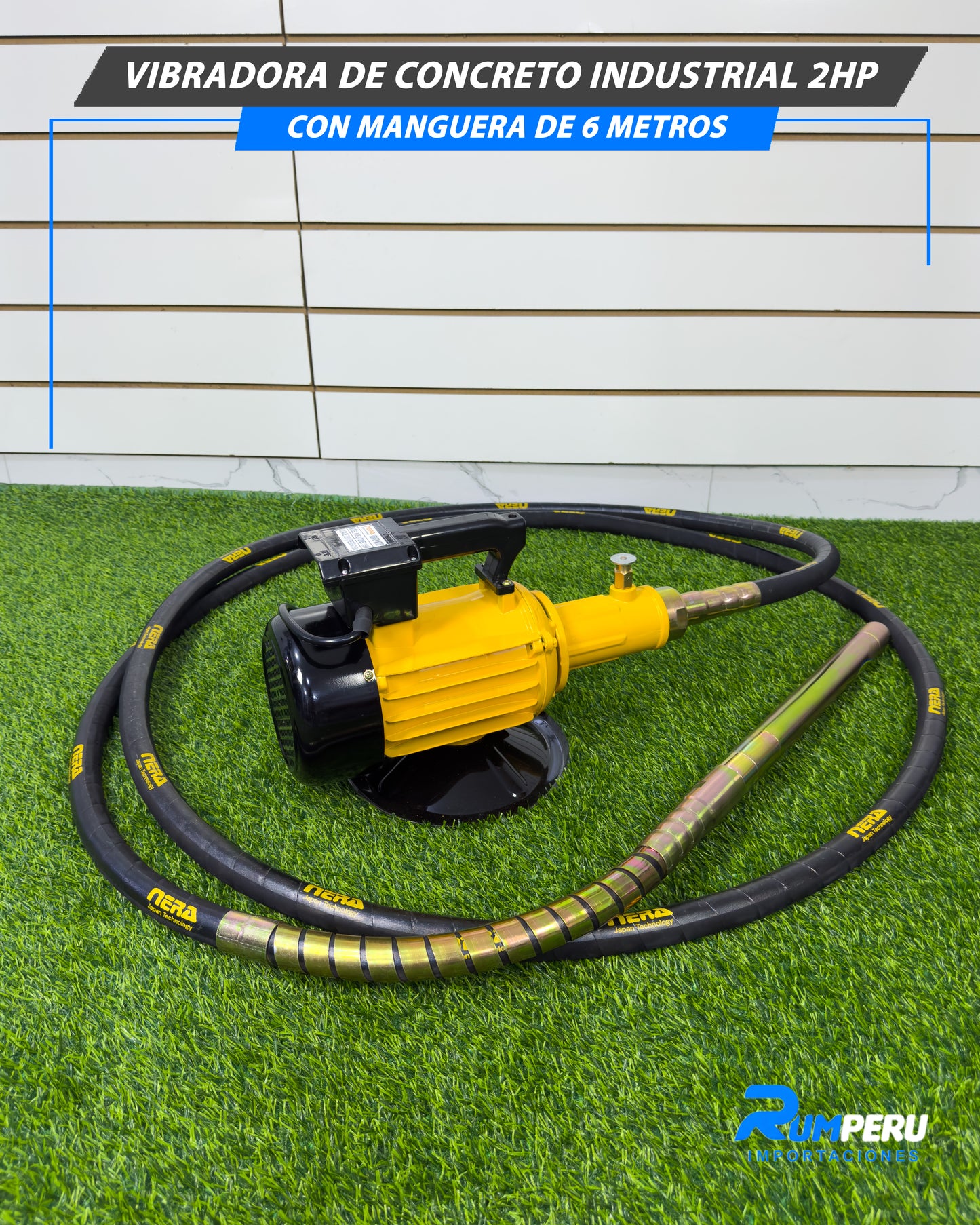 Vibradora De Concreto Industrial 2HP Con Manguera De 6 Metros