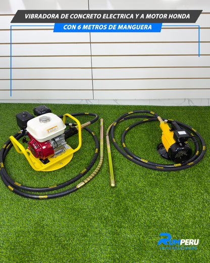 Vibradora De Concreto Eléctrica A motor Honda Con 6 Metros De Manguera