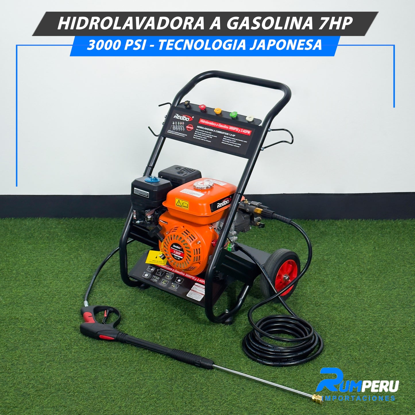 Hidrolavadora a gasolina 7 HP 3000 PSI tecnología japonesa