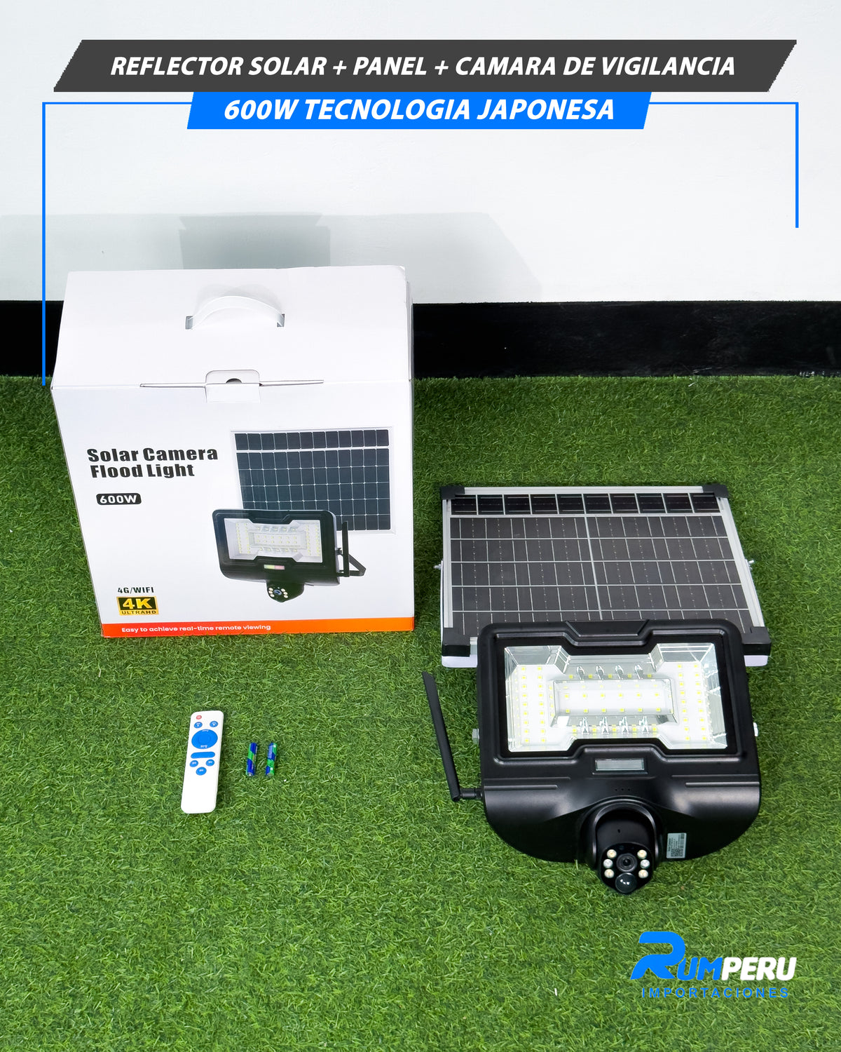Reflector Solar + Panel + Cámara De Vigilancia 600W Tecnología Japonesa