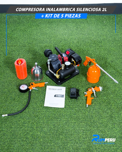 Compresora Inalámbrica Silenciosa 2L + Kit De 5 Piezas