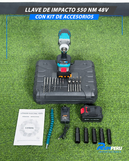 Llave de Impacto 550 NM 48V con Kit de Accesorios