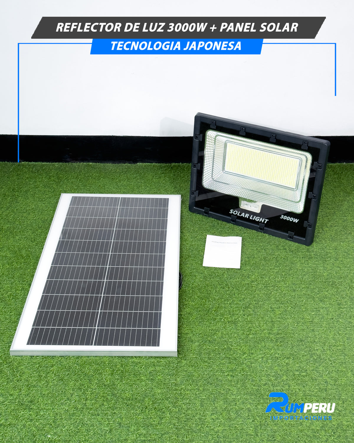 Reflector De Luz 3000W + Panel Solar Tecnología japonesa
