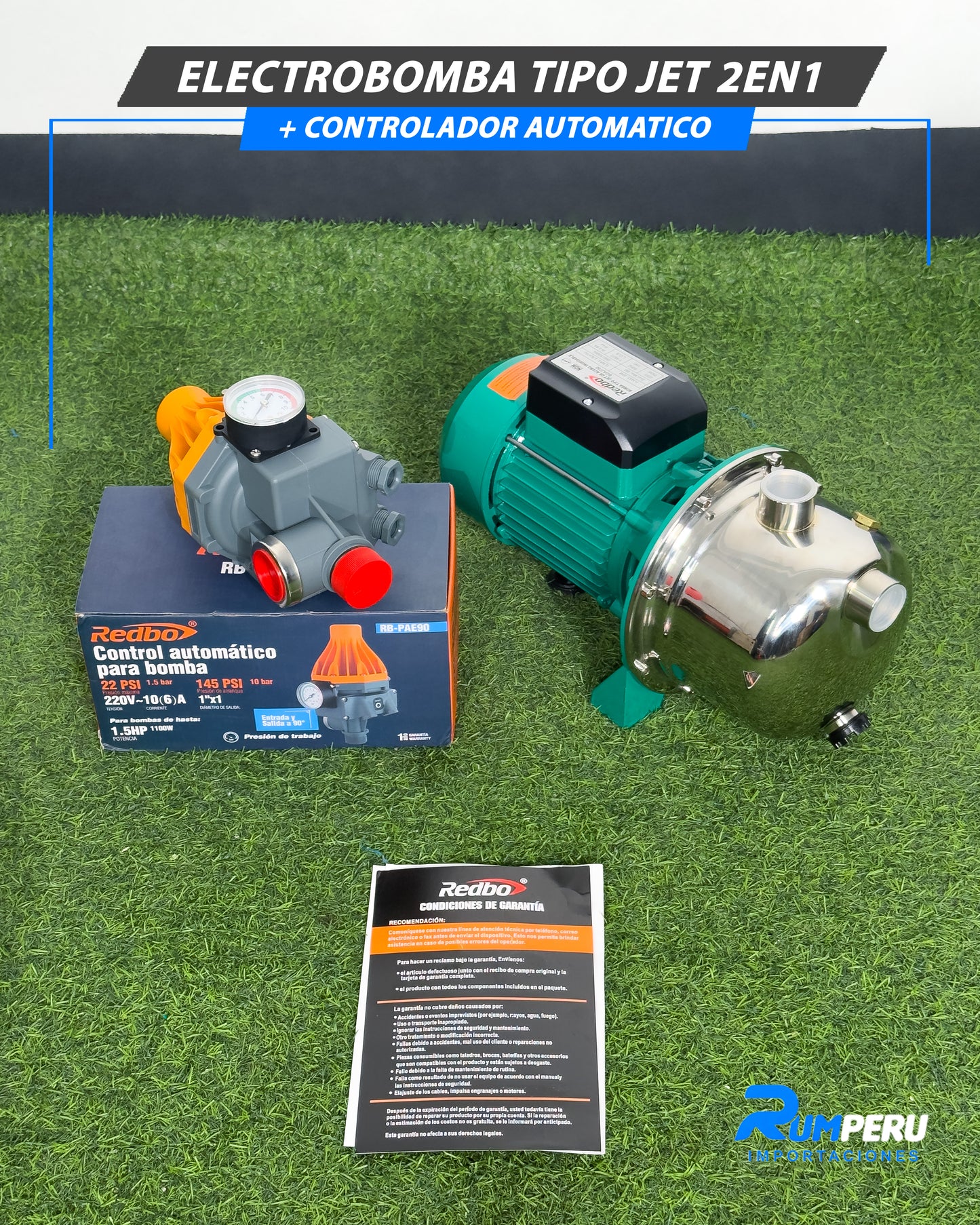 Electrobomba Tipo Jet 2EN1 + (Controlador Automático)