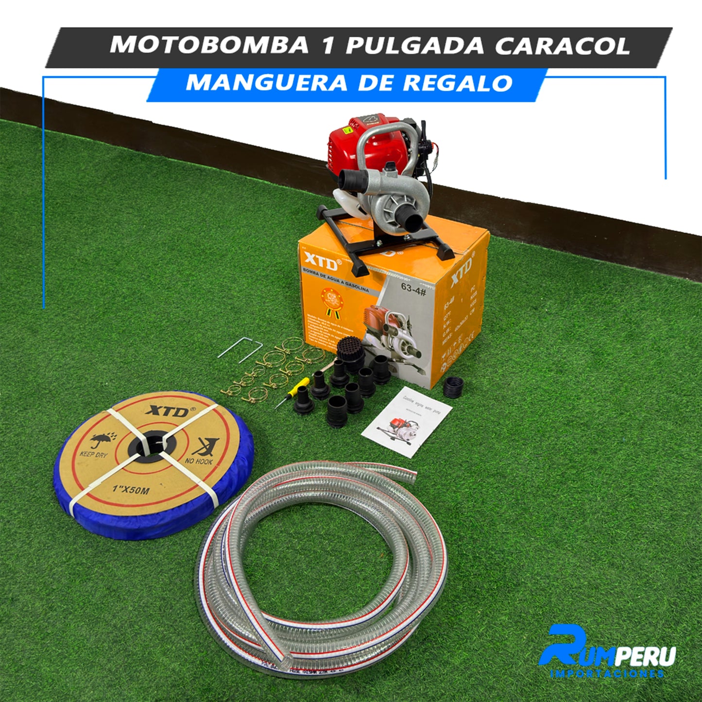 Motobomba 1 Pulgada Modelo Caracol Con Maguera De Regalo