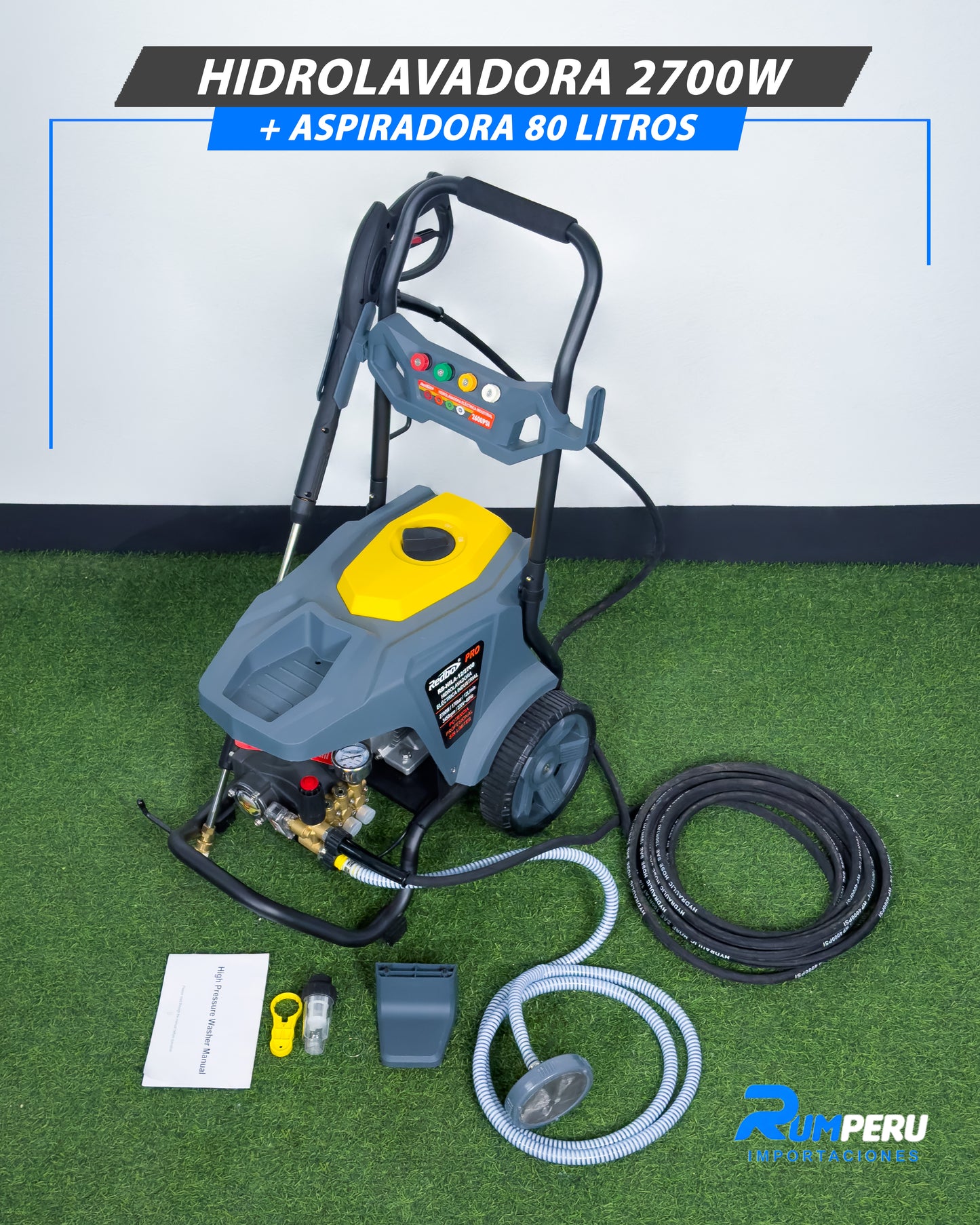 Hidrolavadora 2700W + Aspiradora 80 Litros