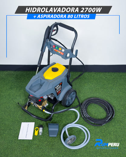 Hidrolavadora 2700W + Aspiradora 80 Litros