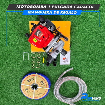 Motobomba 1 Pulgada Modelo Caracol Con Maguera De Regalo