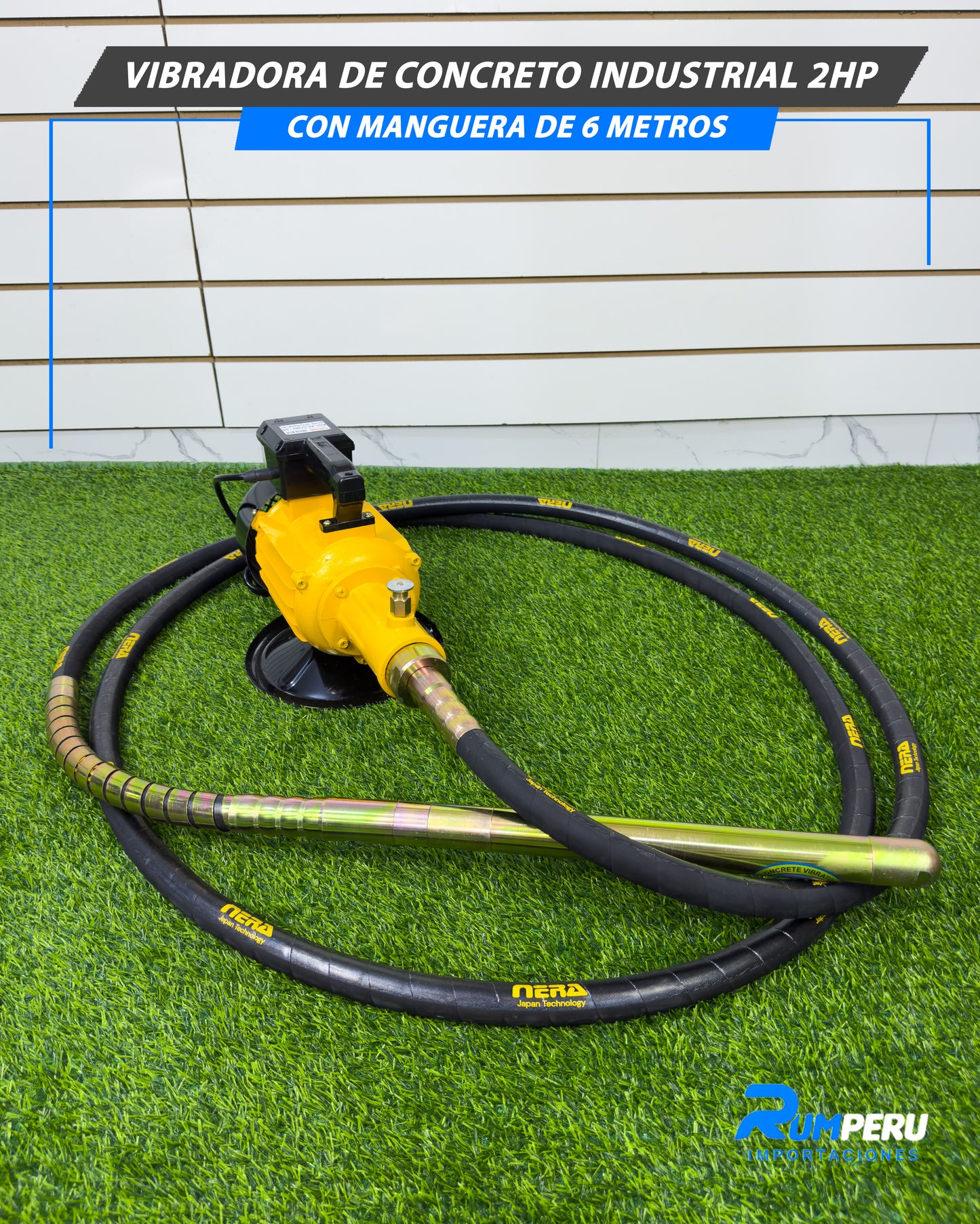Vibradora De Concreto Industrial 2HP Con Manguera De 6 Metros