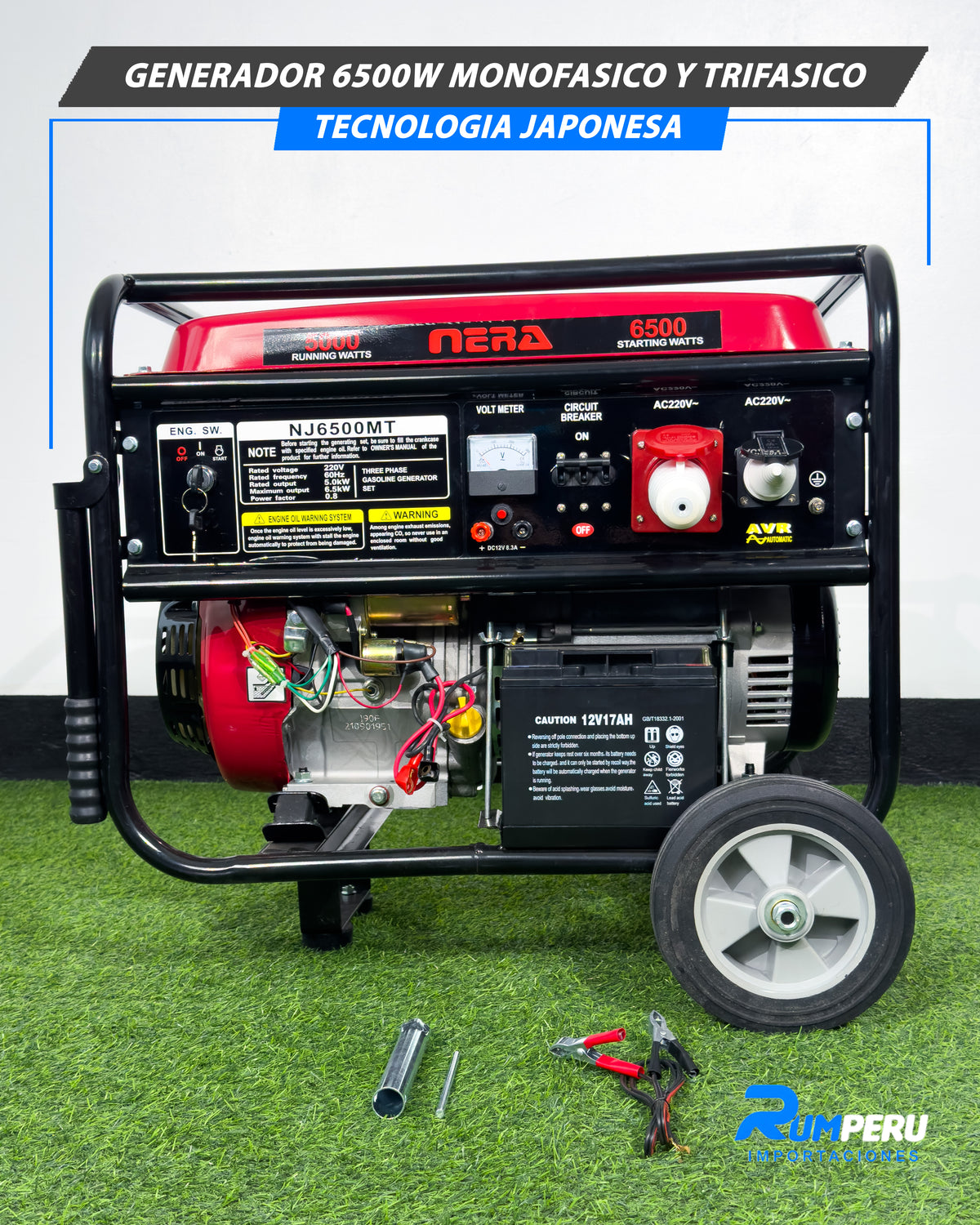 Generador 6500 watts monofásico y trifásico tecnología japonesa