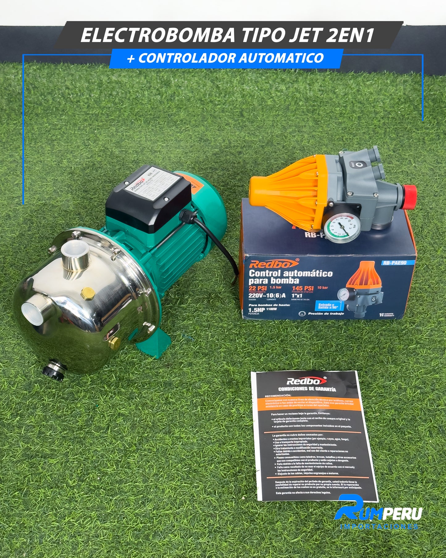 Electrobomba Tipo Jet 2EN1 + (Controlador Automático)