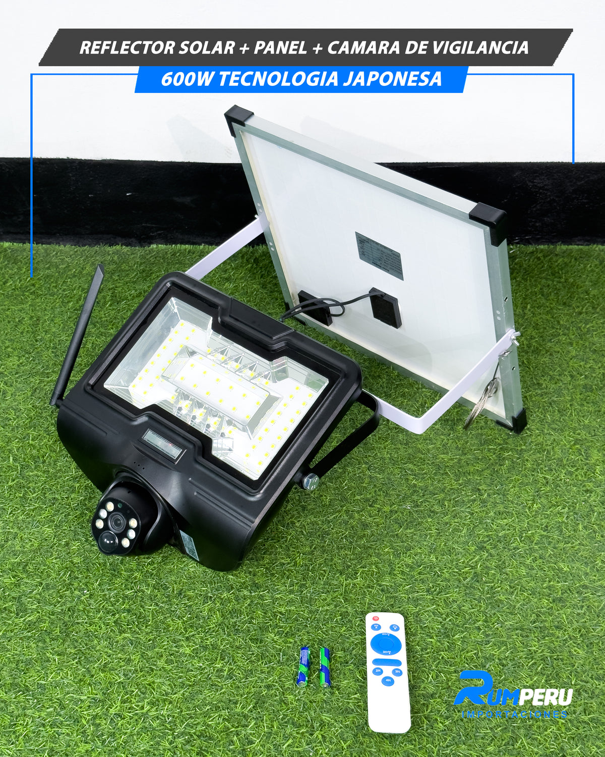 Reflector Solar + Panel + Cámara De Vigilancia 600W Tecnología Japonesa