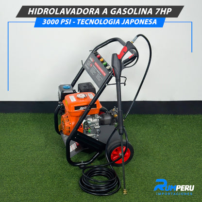 Hidrolavadora a gasolina 7 HP 3000 PSI tecnología japonesa