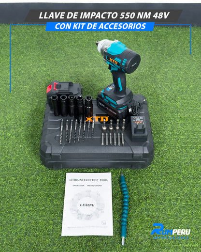 Llave de Impacto 550 NM 48V con Kit de Accesorios