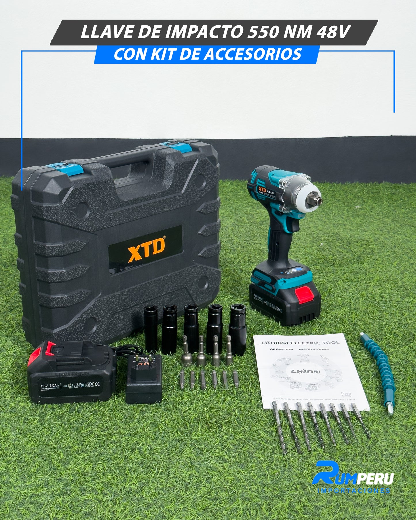 Llave de Impacto 550 NM 48V con Kit de Accesorios