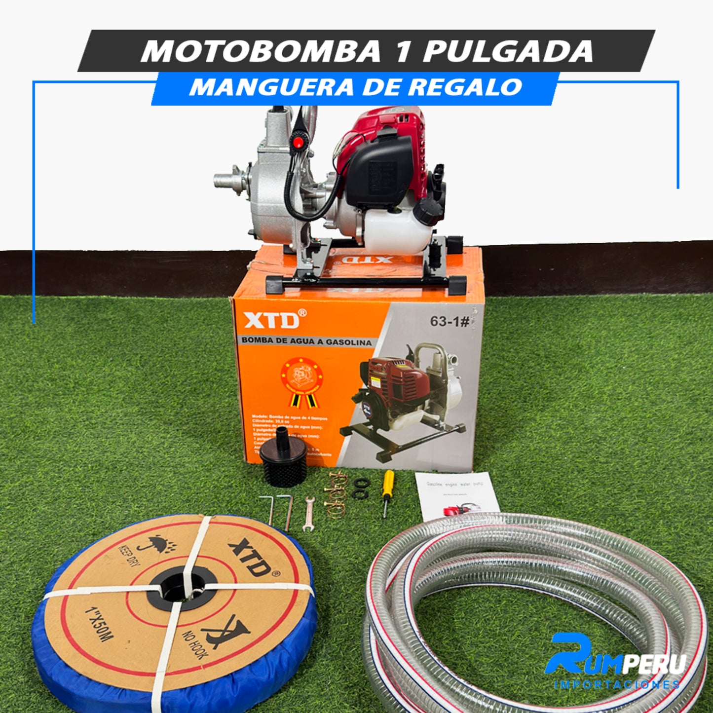 Motobomba 1 Pulgada Con Manguera De Regalo